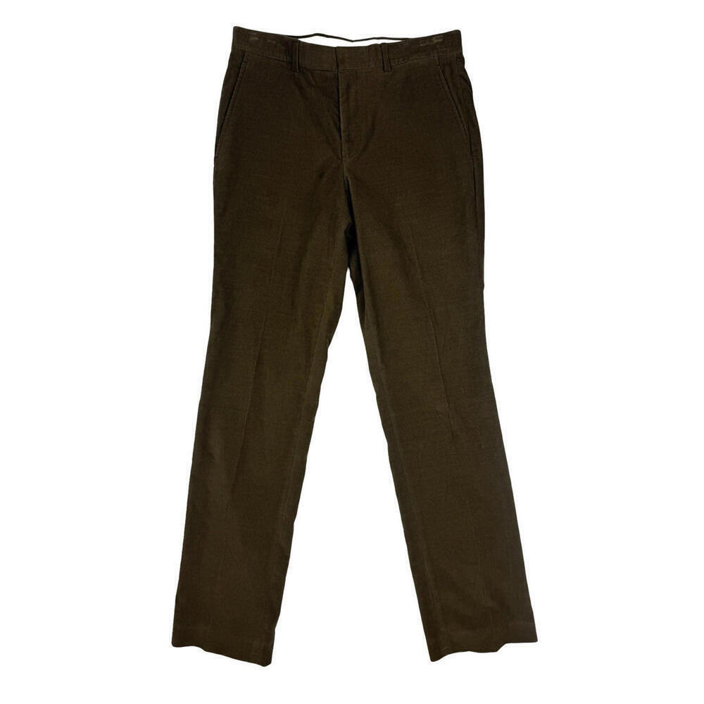 Brooks Brothers Regent Fit Corduroy Cotton Trousers Brown Size 32 W 32 L